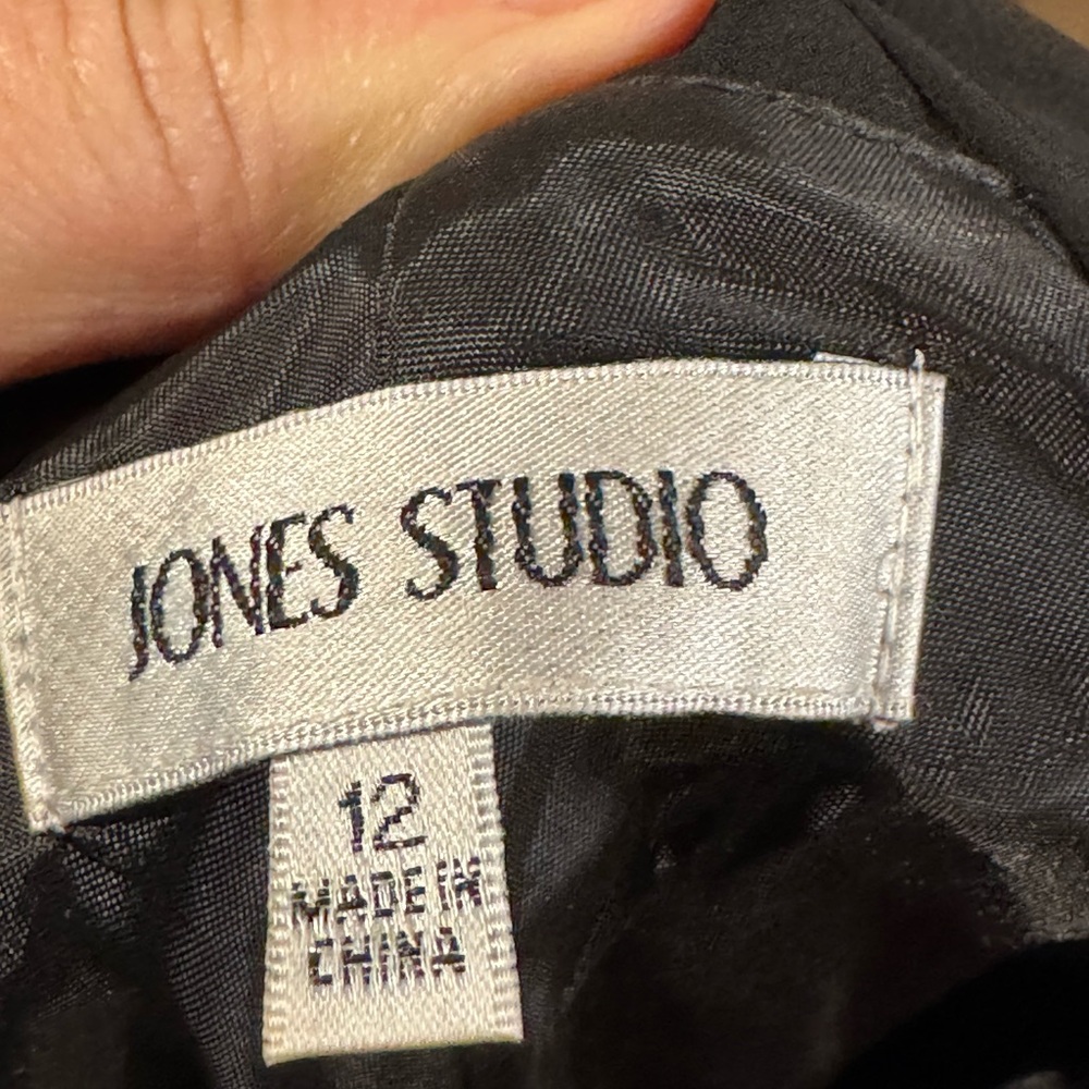 Jones Studio Black Cocktail Dress Size 12 Rhinestone Mesh Fit & Flare Formal - Picture 6 of 7